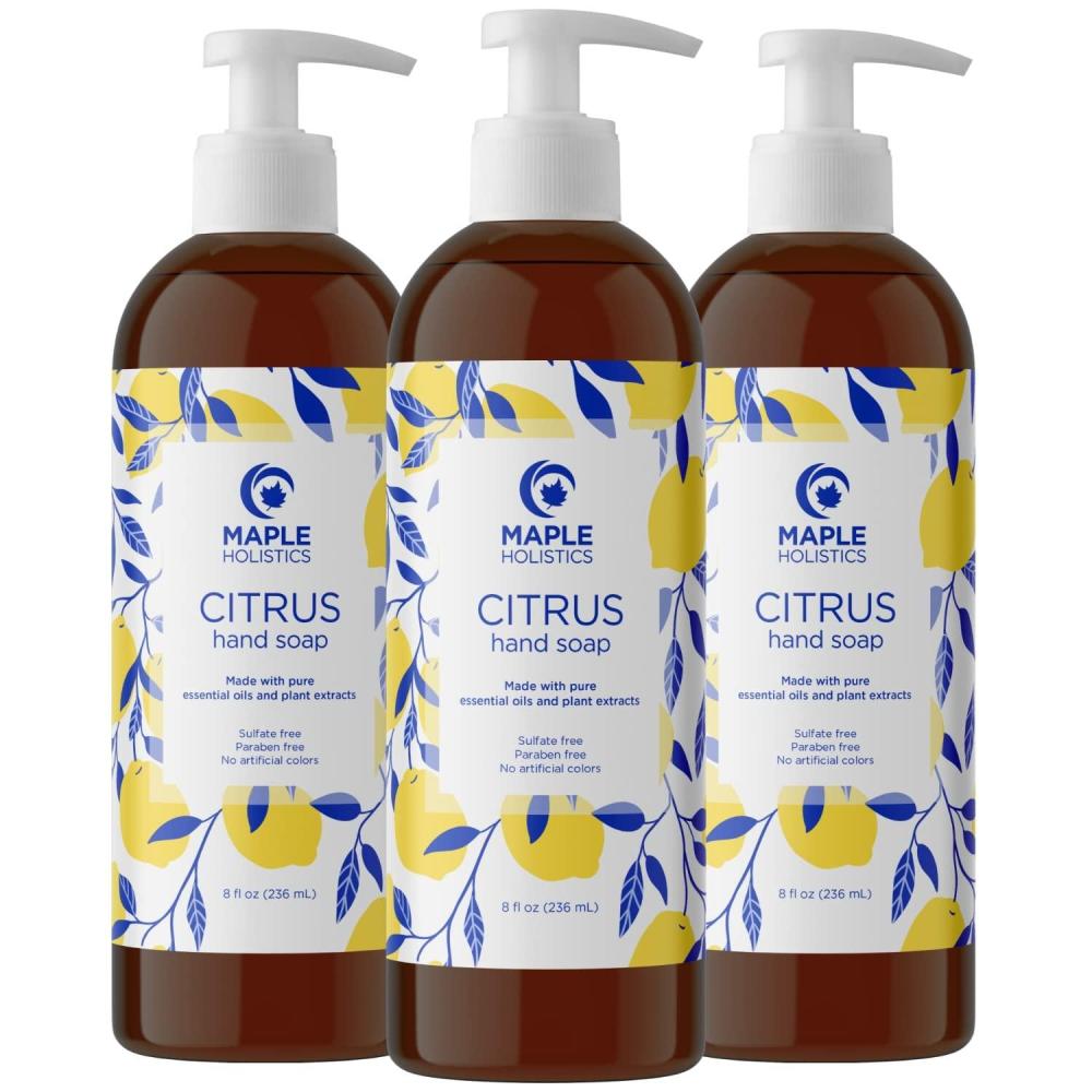 image:imageLemon Verbena Hand Soap Liquid Premium Aromatherapy Lemon hand soap with Tea Tree Oil and Vitamin E for Bathroom and Kitchen Sulfate Free Gentle Cleansing Hand Wash Soap for Kids and Adults 3Pack
