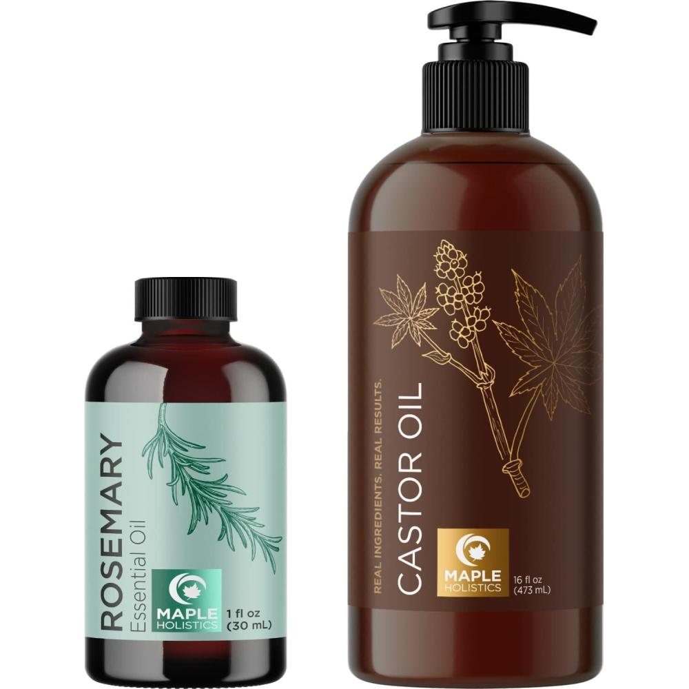 image:imageRefreshing Set Pure Rosemary Essential Oil amp Castor Oil for Hair Skin Nails Eyebrows amp Dry Scalp