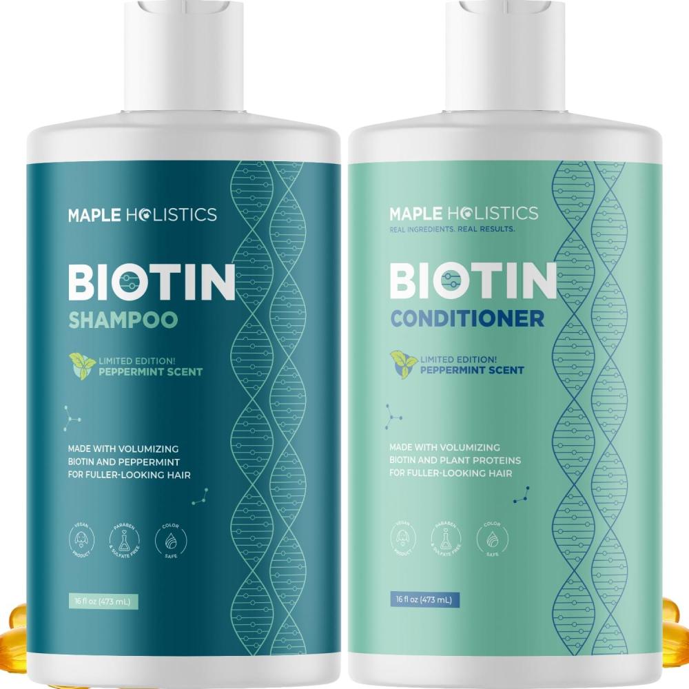 image:imageRosemary Biotin Shampoo and Conditioner Set Volumizing Shampoo and Conditioner for Thinning Hair for Women amp Men with Nourishing B Vitamins Color Safe Sulfate Paraben amp Silicone Free 8 Fl OzPeppermint