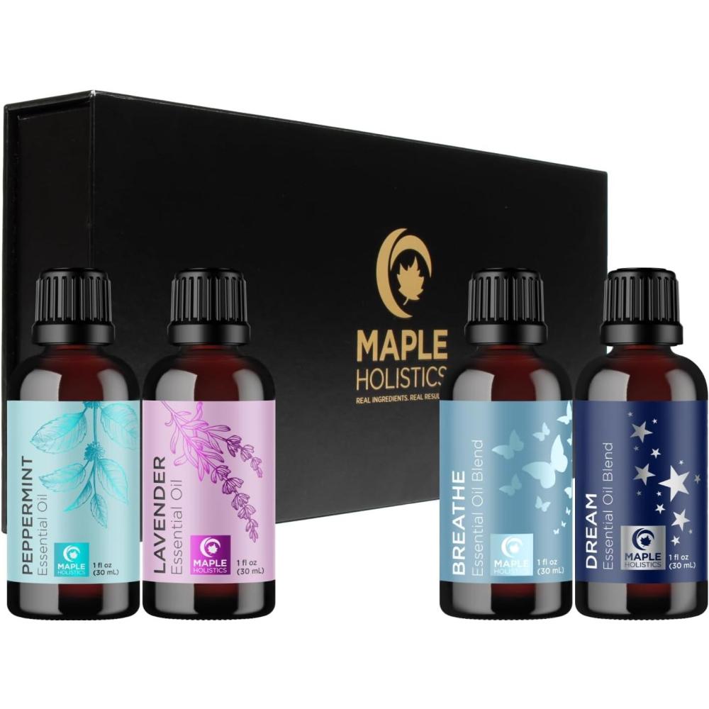 image:imageSleep Essential Oils for Diffuser Premium Aromatherapy Essential Oil Gift Set with 4 Calming Essential Oils for Diffuser Candles Baths DIYs amp More Relaxing Essential Oils Set 4 Pack 1oz EachAromatherapy set