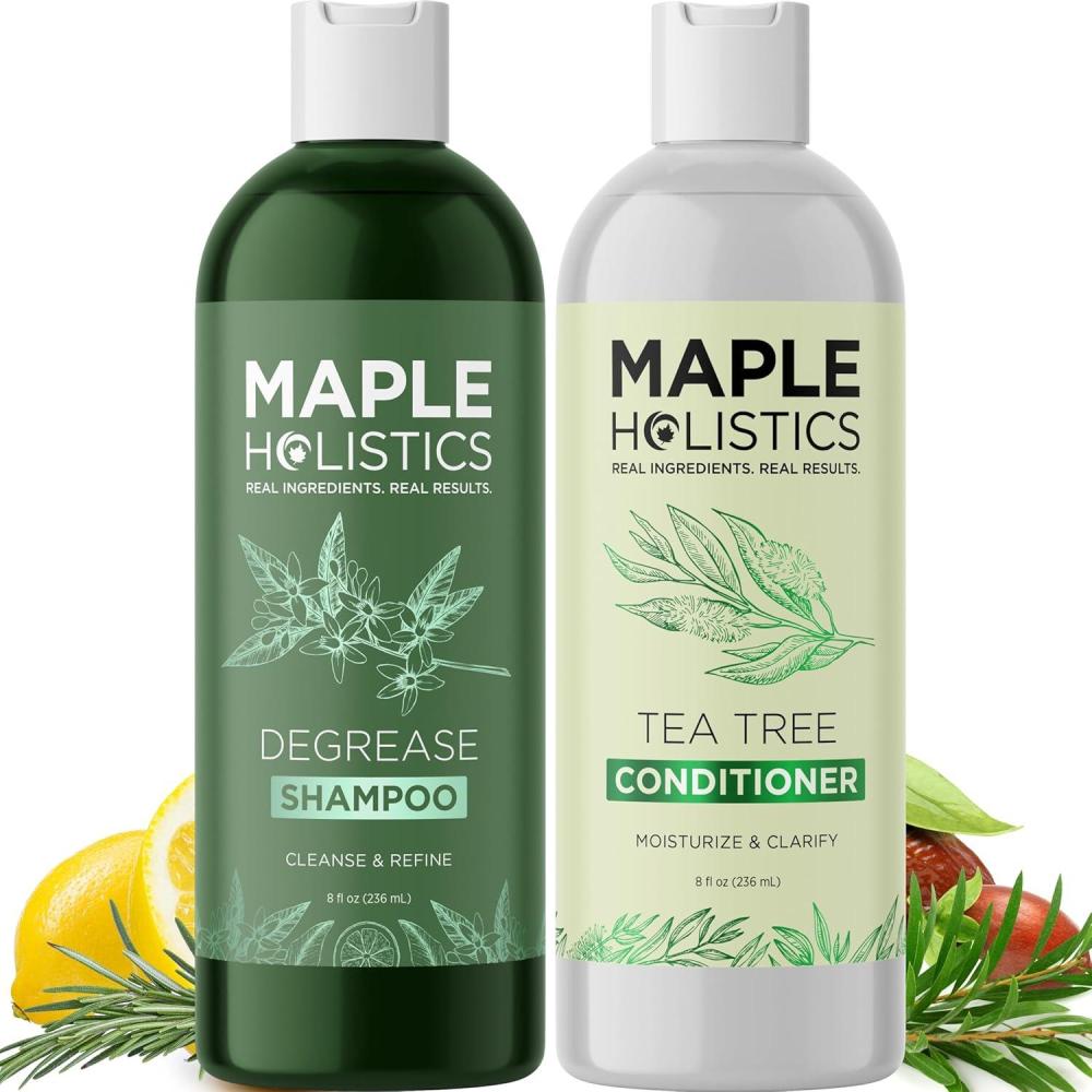 image:imageSulfate Free Shampoo and Conditioner Set Tea Tree Sage and Rosemary Shampoo and Conditioner for Dry Flaky Scalp Care Deep Cleansing Color Safe Shampoo and Conditioner for Damaged Dry Hair CareTea Tree Degrease