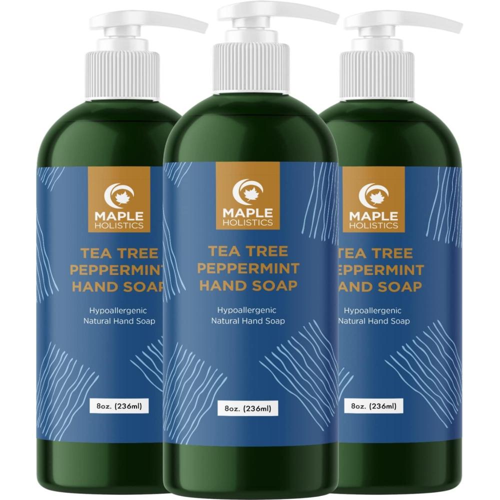 image:imageSulfate Free Tea Tree Soap Premium Aromatherapy Tea Tree Oil Soap with Peppermint and Rosemary Oil Ideal for Bathroom and Kitchen Paraben Free Liquid Hand Soap Moisturizing Formula 3 Pack