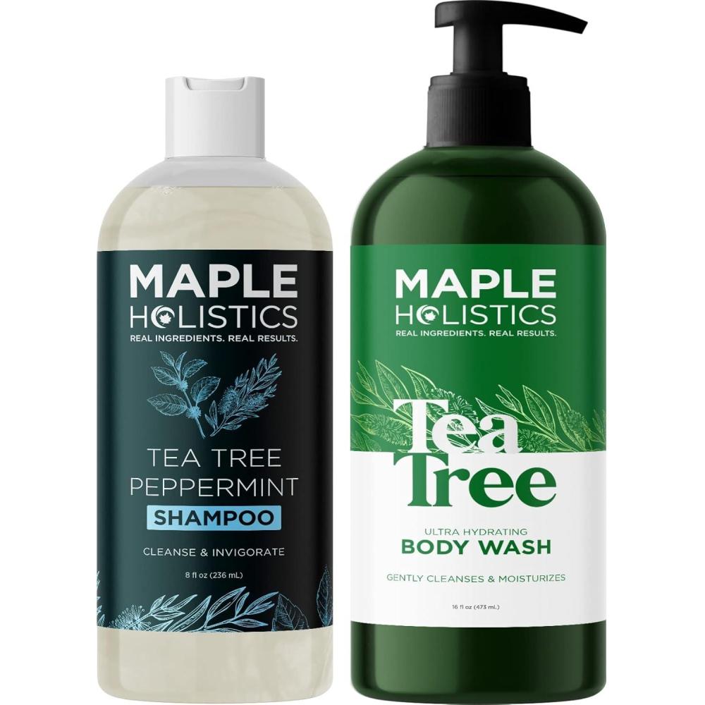 image:imageTea Tree Shampoo and Body Wash Sulfate Free Clarifying Shampoo for Oily Hair Care and Scalp Exfoliator for Dry Scalp Build Up and Flakes Moisturizing Tea Tree Essential Oil Body Soap for Dry Skin