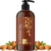 Cold Pressed Sweet Almond Oil – Pure Sweet Almond Oil for Skin Care and Moisturizing Body Oil for Men and Women – Carrier Oil for Essential Oils Mixing for Hair Skin and Nails DIY Beauty Products 16oz(Almond)