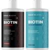 Extra Strength Biotin Shampoo and Conditioner – Volumizing Shampoo and Conditioner Set for Dry Damaged Hair – Moisturizing Biotin Collagen Hair Conditioner and Sulfate Free Shampoo for Thinning Hair