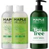 Maple Holistics Shampoo Conditioner and Body Wash Set – Tea Tree Essential Oil for Dry Skin Scalp and Hair Care – Moisturizing Sulfate Free Shower Set for Men and Women