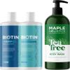 Shampoo Conditioner and Body Wash Set – Volumizing Biotin Shampoo and Conditioner and Hydrating Tea Tree Body Wash – Moisturizing Sulfate Free Shower Set Infused with Natural Oils for Men and Women