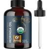USDA Organic Sweet Almond Oil – Pure Cold Pressed Organic Almond Oil for Skin Hair and Nails – Moisturizing Organic Body Oil for Women and Men plus Carrier Oil for Essential Oils Mixing 16oz(Moringa)