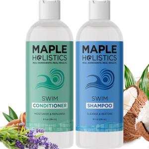 After Swim Shampoo and Conditioner Set – Chlorine Shampoo and Conditioner for Swimmers with Tea Tree and Rosemary Oil – Clarifying Shampoo for Hard Water Chlorine and Saltwater with Replenishing Oils