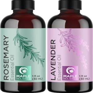 Aromatherapy Essential Oils Set for Diffuser – Pure Rosemary Essential Oil and Lavender Essential Oil Set – Undiluted Lavender and Rosemary Pure Essential Oils for Hair Skin and Nails Plus Scalp Care