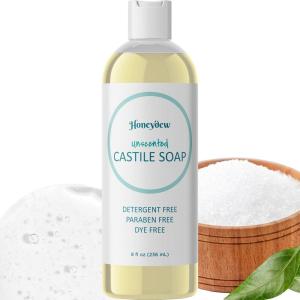 Castile Soap Liquid Unscented Cleanser – Liquid Castile Soap for Dry Sensitive Skin Care Routine and All Purpose Cleaner with Hydrating Glycerin for Hair and Skin – Hair Face and Body Soap Liquid(Natural)