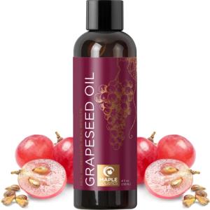 Cold Pressed Grapeseed Oil for Hair Skin & Nails – Moisturizing Grape Seed Oil for Skin and Beauty DIYs – Moisturizes & Nourishes to Support Radiance & Hydration Rich in Vitamin E (16 Fl Oz)(4 Fl Oz (Pack of 1))
