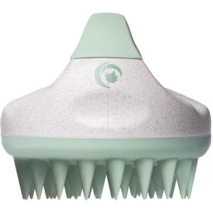 Hair Shampoo Brush and Scalp Exfoliator – Soft Silicone Scalp Massager Hair Growth Stimulator for Wet or Dry Hair – In Shower Scalp Scrubber for Dandruff Removal Made with Recycled Wheat Straw – Blue(Green)
