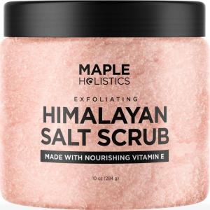 Himalayan Salt Exfoliating Body Scrub – Pink Himalayan Salt Scrub Body Exfoliator with Nourishing Body Oils Hydrolyzed Collagen and Lychee Fruit Essential Oil for Legs Thighs Butt and Full Body Care