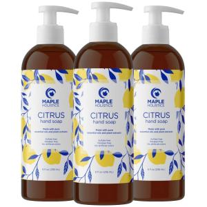Lemon Verbena Hand Soap Liquid – Premium Aromatherapy Lemon hand soap with Tea Tree Oil and Vitamin E for Bathroom and Kitchen – Sulfate Free Gentle Cleansing Hand Wash Soap for Kids and Adults 3-Pack