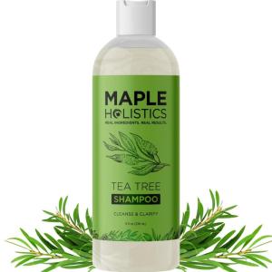 Maple Holistics Tea Tree Oil Shampoo Sulfate Free – Deep Cleansing Vegan Tea Tree Shampoo for Oily Hair and Scalp – Daily for Build up with Rosemary Essential Oil for All Hair Types 25 Fl Oz(Tea Tree)