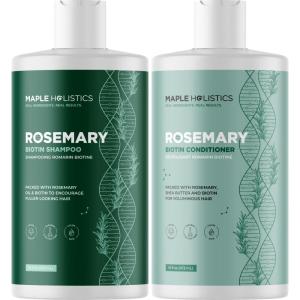 Rosemary Biotin Shampoo and Conditioner Set – Volumizing Shampoo and Conditioner for Thinning Hair for Women & Men with Nourishing B Vitamins – Color Safe Sulfate Paraben & Silicone Free (8 Fl Oz)(Rosemary)