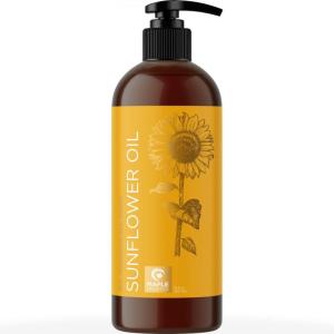 Sunflower Oil for Hair Skin and Nails – Aromatherapy Carrier Oil for Essential Oils Mixing and Hair Oil – Body Oil Cleanser for Face Anti Aging Skin Care and Moisturizing Body Oil for Dry Skin 16oz