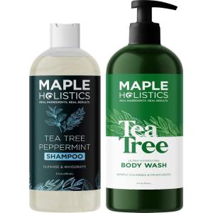 Tea Tree Shampoo and Body Wash – Sulfate Free Clarifying Shampoo for Oily Hair Care and Scalp Exfoliator for Dry Scalp Build Up and Flakes – Moisturizing Tea Tree Essential Oil Body Soap for Dry Skin