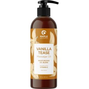 Tropical Sensual Massage Oil for Couples – Complete Relaxation Full Body Massage Oil for Date Night with Smooth Gliding Coconut and Sweet Almond Oil with Mango Scent – Non GMO Gluten Free and Vegan(Vanilla)