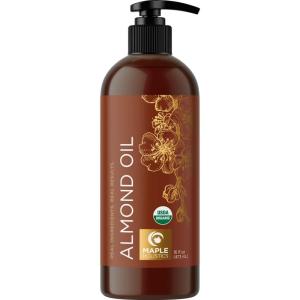 USDA Organic Sweet Almond Oil – Pure Cold Pressed Organic Almond Oil for Skin Hair and Nails – Moisturizing Organic Body Oil for Women and Men plus Carrier Oil for Essential Oils Mixing 16oz(Almond)