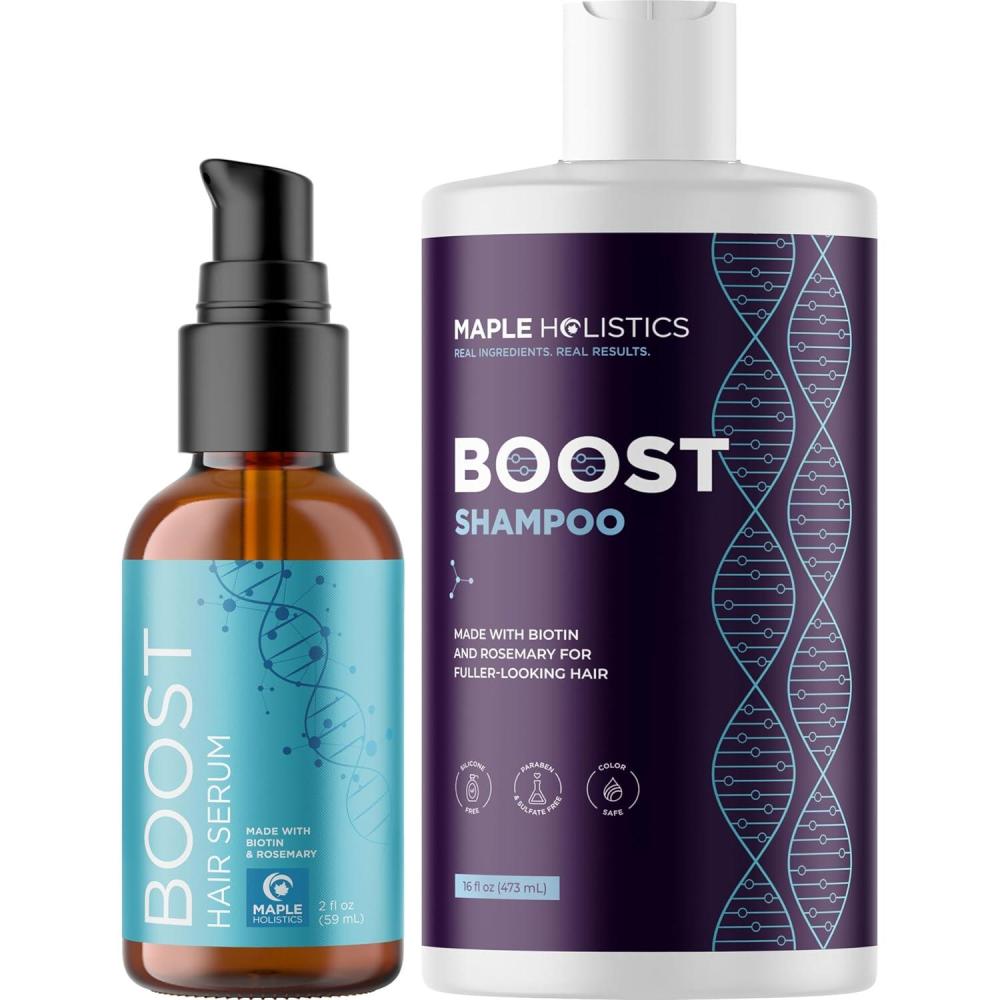 image:imageBiotin Hair Serum amp Shampoo Maple Holistics Hair Regrowth Bundle with Boost Hair Thickening Serum Featuring Rosemary Peppermint amp Black Castor Oil plus Sulfate Free Biotin Shampoo for Hair Growth