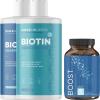 Biotin Shampoo Conditioner and Supplement Set – Hair Skin and Nail Biotin Capsules with Horsetail Herb for Hair Growth and Volumizing Shampoo and Conditioner for Thin Fine and Color Treated Hair