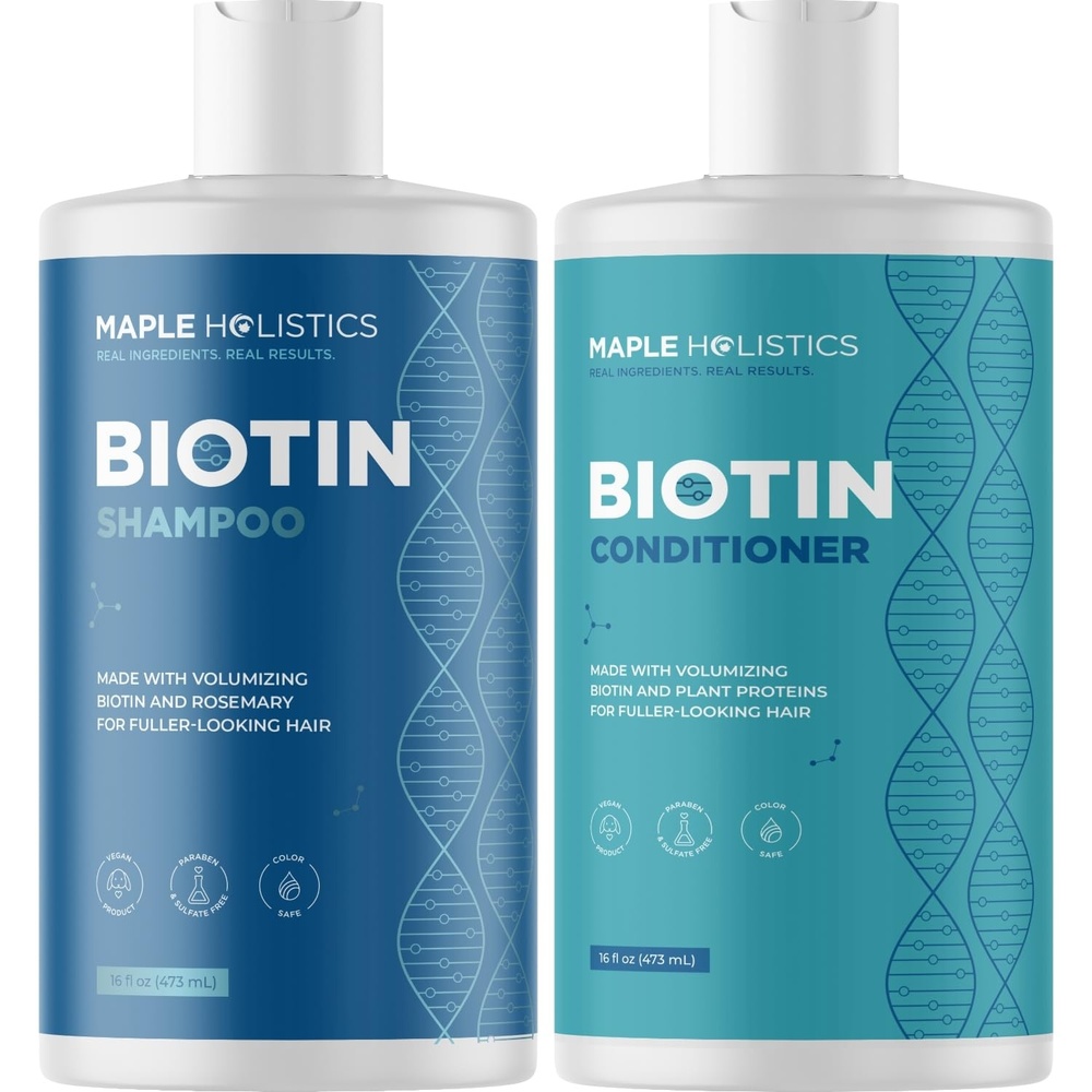 image:imageVolumizing Biotin Shampoo and Conditioner Set  Sulfate Free Shampoo and Conditioner for Dry Damaged Hair and Scalp Care  Volumizing Shampoo for Thinning Hair with Jojoba and Argan Oil for Hair Care