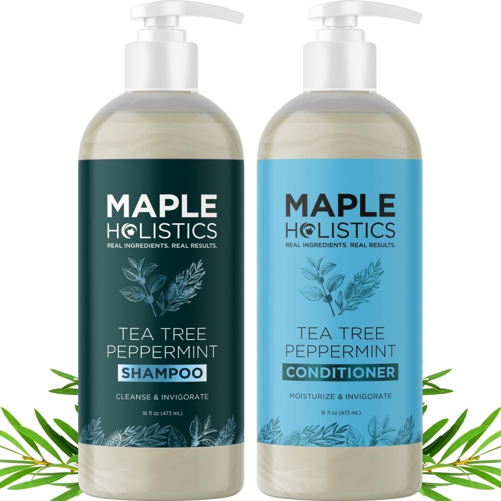 image:imageArgan Oil of Morocco Shampoo and Conditioner  Sulfate Free Shampoo and Conditioner Set for Color Treated Hair  Volumizing Shampoo and Conditioner for Men and Women for Curly Frizzy Dry Damaged HairTea Tree  Mint