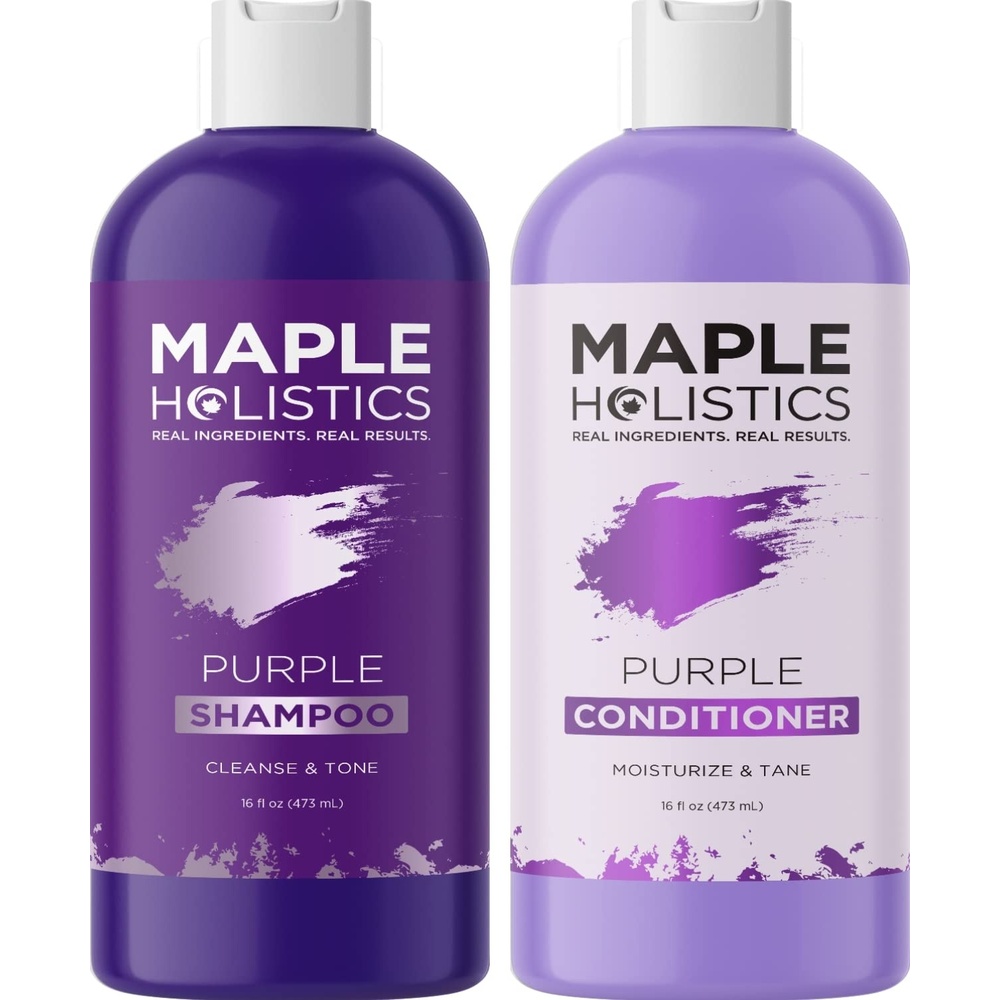 image:imageRehydrating Purple Shampoo and Conditioner Set  Sulfate Free Purple Shampoo for Brassy Hair and Color Conditioner Hair Toner for Brassiness  Blonde Shampoo for Color Treated Hair Care 16oz